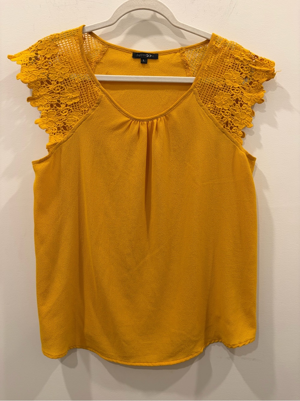 Papermoon Mustard Yellow Crochetβ Cap Sleeve Tank Top